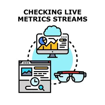 Checking live metrics streams data analysis concept 库存插图
