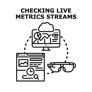 Checking live metrics streams data analysis concept Stock Illustration