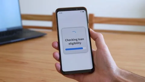 Checking loan eligibility process. Concept of pre-approval for online financing. 動画素材 321346526