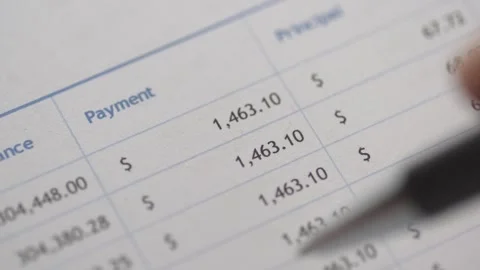Checking a Loan Payment Finance Document Closeup Stock Footage 255992074