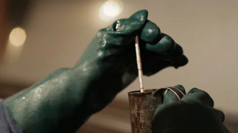 Checking Maple Syrup Temperature, it's Done at 218 degrees Stock Footage 5502632