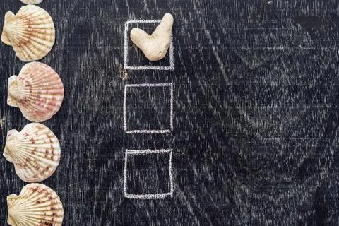 Checking mark on checklist, Tick in the box concept.. Marine theme Stock Photos