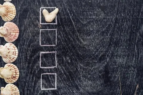 Checking mark on checklist, Tick in the box concept.. Marine theme Stock Photos