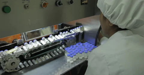 Checking Medicine On Conveyer Line (4K) Stock Footage 61386668