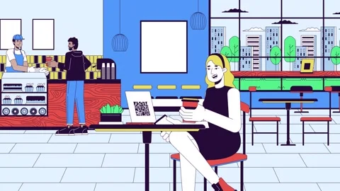 Checking menu with qr code scan line cartoon animation Video stock 267005665