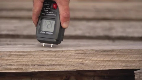 Checking the moisture content of the board 4K Stock Footage 291268939