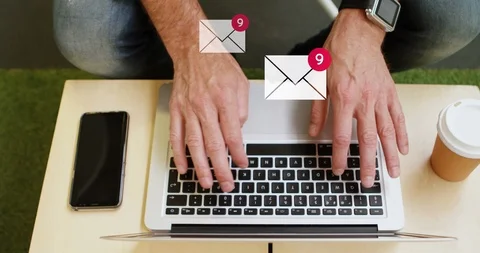 Checking multiple emails on a laptop 4k 스톡 동영상 108565885