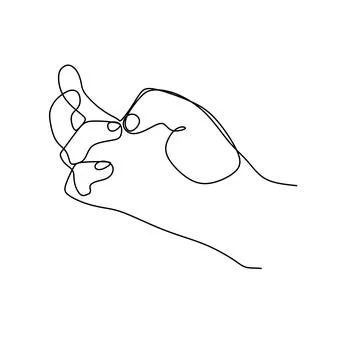 Checking nail hand gesture continuous line draw design. Sign and symbol of ha Stock Illustration