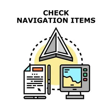 Checking navigation items for journey planning and locating route Stock Illustration