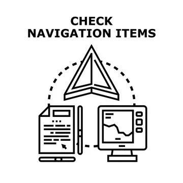Checking navigation items for journey planning and locating route Stock Illustration