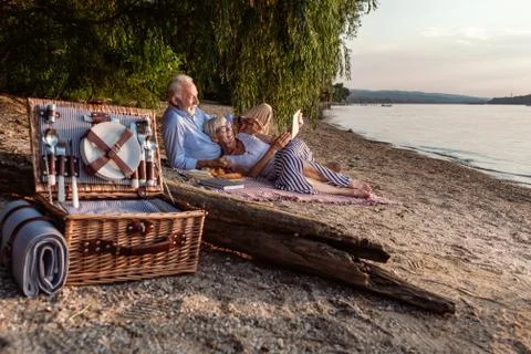 Checking the news Stock Photos