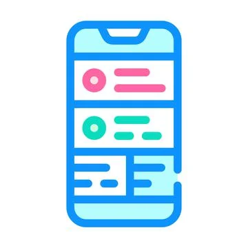 Checking notifications on smartphone color icon vector illustration Stock Illustration