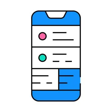 Checking notifications on smartphone icon color illustration Stock Illustration