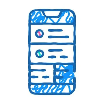 Checking notifications on smartphone icon doodle illustration Stock Illustration