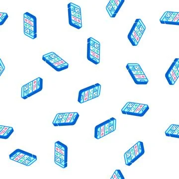 Checking notifications on smartphone isometric icon seamless pattern Stock Illustration