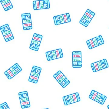 Checking notifications on smartphone vector seamless pattern Stock Illustration