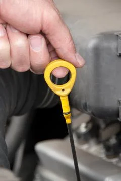 Checking oil dipstick Stock Photos