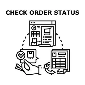 Checking order status and delivery tracking process Illustrazione stock