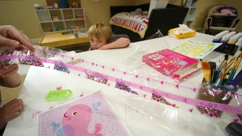 Checking Out Diamond Painting Kit Stock Footage 130144397