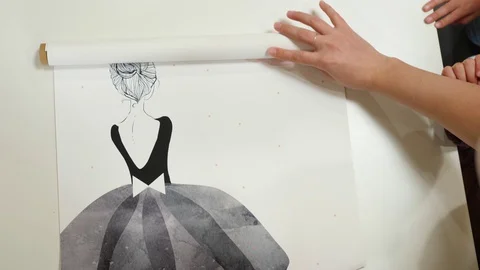 Checking Out Drawing on a Canvas Stock-Footage 130144405