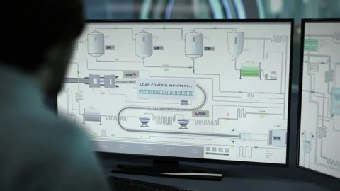 Checking the packaged milk moving on a conveyor belt at the dairy factory Stock-Footage 201406908