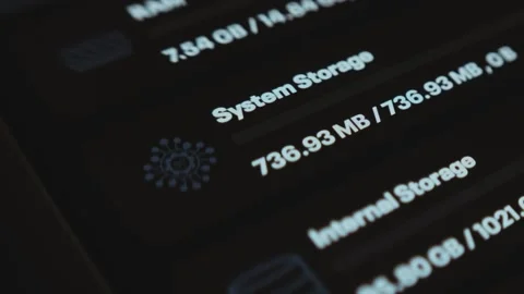 Checking the parameters of System Storage, completely full Stock Footage 302791936