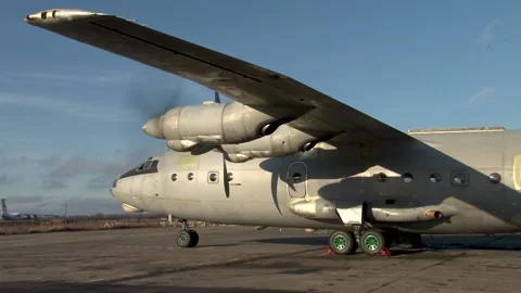Checking performance of aircraft An-12  systems at flight test station. Stock Footage 170373329