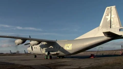 Checking performance of aircraft An-12  systems at flight test station. Stock Footage 170883351