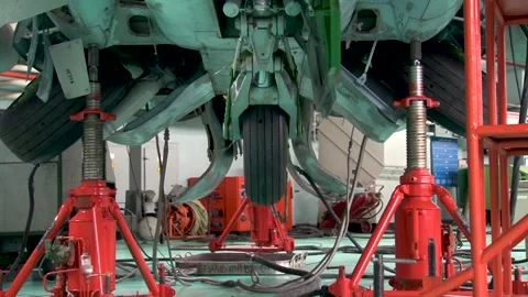 Checking performance of landing gear on Su-25 attack aircraft (NATO: Frogfoot). Stock Footage 132340960