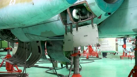 Checking performance of landing gear on Su-25 attack aircraft (NATO: Frogfoot). Stock Footage 132980497