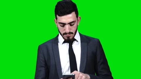 Checking the phone with one finger. Stock Footage 92337359