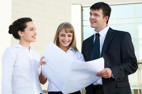 Checking plan of large project Fotos de archivo