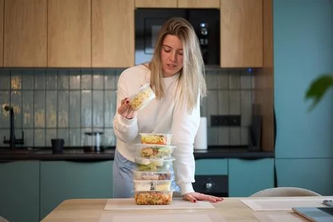 Checking Prepared Meal Above a Balanced Stack Stock Photos