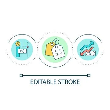 Checking price changing loop concept icon Stock Illustration
