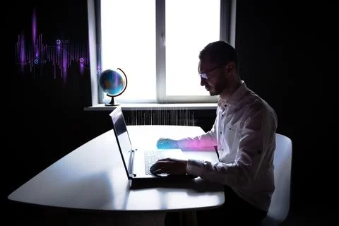Checking price chart on digital exchange. Forex trading agency worker agent Stock Photos