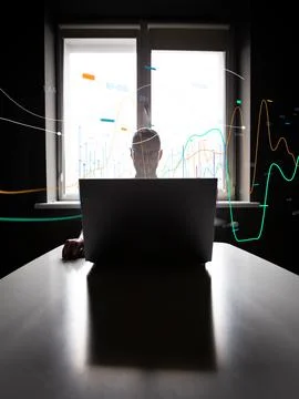 Checking price chart on digital exchange. Forex trading agency worker agent Stock Photos