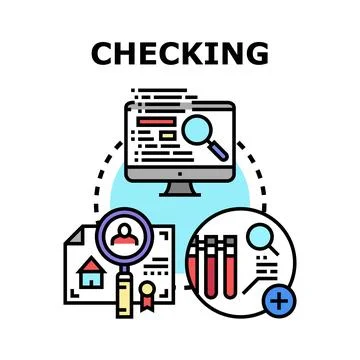 Checking process concept for data, document and health analysis Stock Illustration