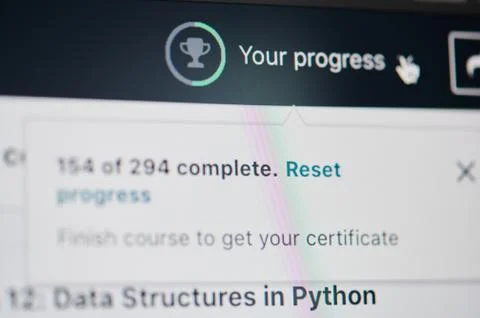 Checking progress in Udemy platform Foto stock