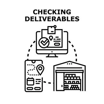 Checking project deliverables and goods logistics process Illustrazione stock