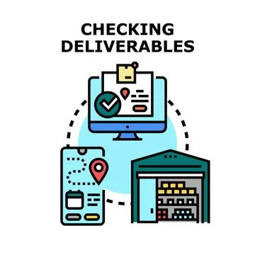Checking project deliverables and goods logistics process Stock Illustration