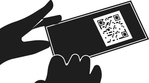 Checking the QR code on a paper certificate. Stockillustratie