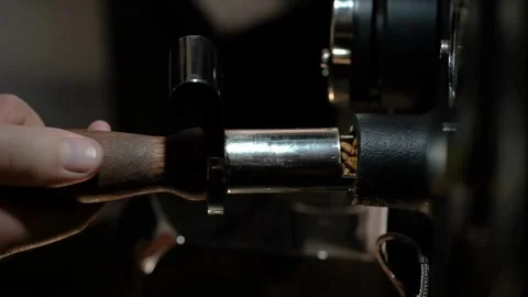 Checking quality Coffee roasting process machine in small roaster factory b.. Stock Footage 272456055