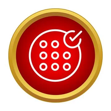 Checking quality options on a red icon button Stock Illustration