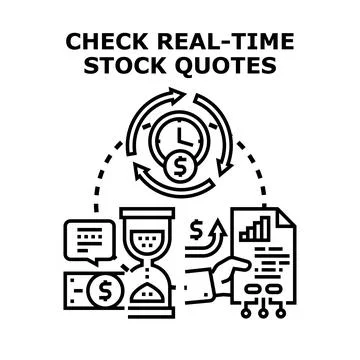Checking real time stock quotes financial market analysis Stock Illustration