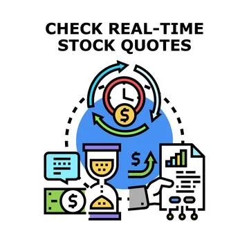 Checking real time stock quotes financial market analysis Stock Illustration