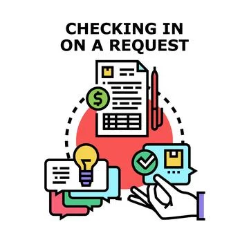 Checking in on a request process and feedback loop Illustrazione stock