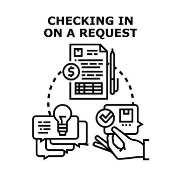 Checking in on a request process and feedback loop Illustrazione stock