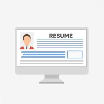 Checking a resume on the computer concept. Vector illustration Stock Illustration