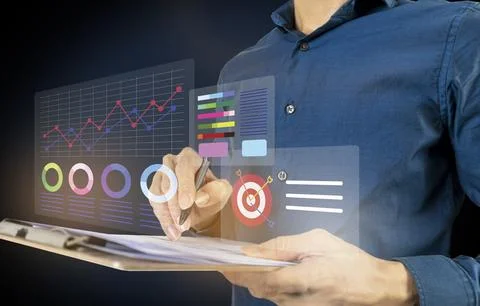 Checking the return and evaluating the profit to meet the target and measur.. Stock Photos