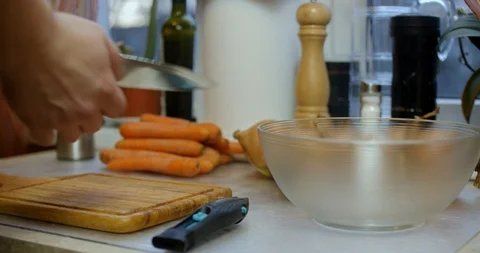 Checking the sharpness of the knife before cooking at home Stock Footage 88047163